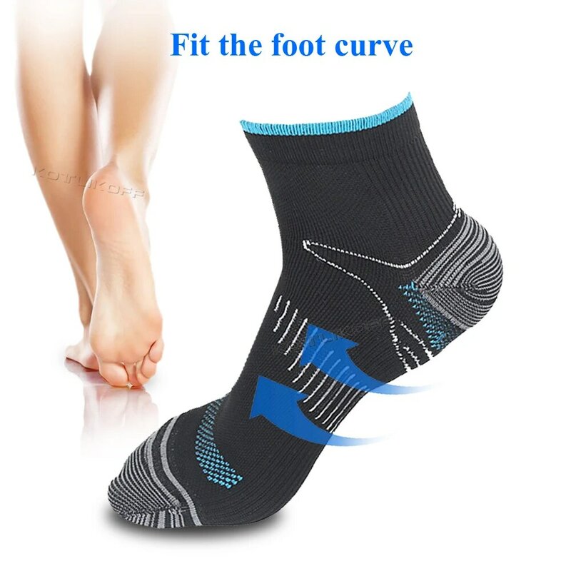 Kotkikoff meias de compressão atlético médico para homem e mulher tornozelo não-slid meias de malha de algodão topo plantar fasciite insert meias
