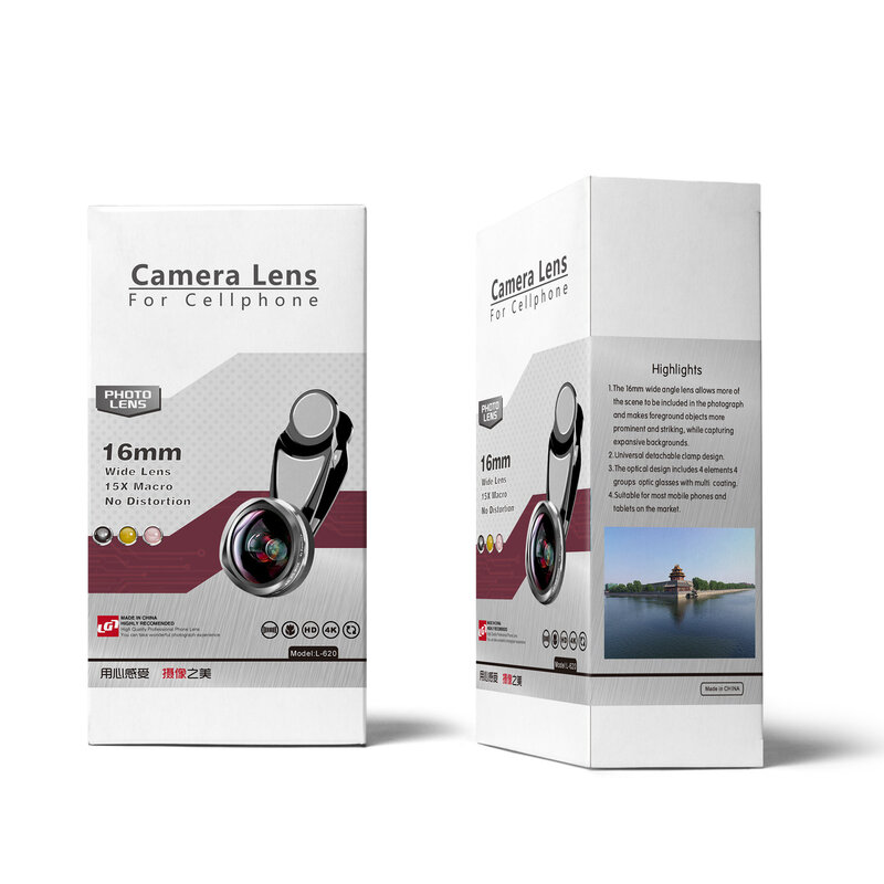 L-620 Ponsel Lensa 16Mm Bebas Distorsi Wide-Angle Makro Two-In-One High-Definition Kamera Eksternal