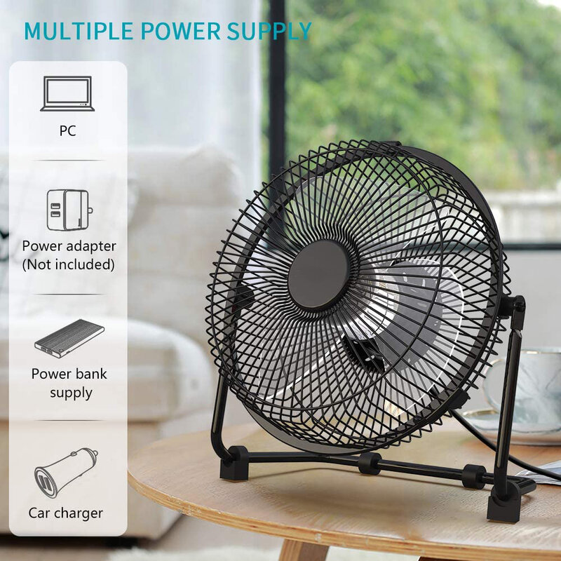 9 Inch Desk Fan USB Powered with USB plug Quiet Portable Fan 2 Speeds Cooling Fan for Home Office Table