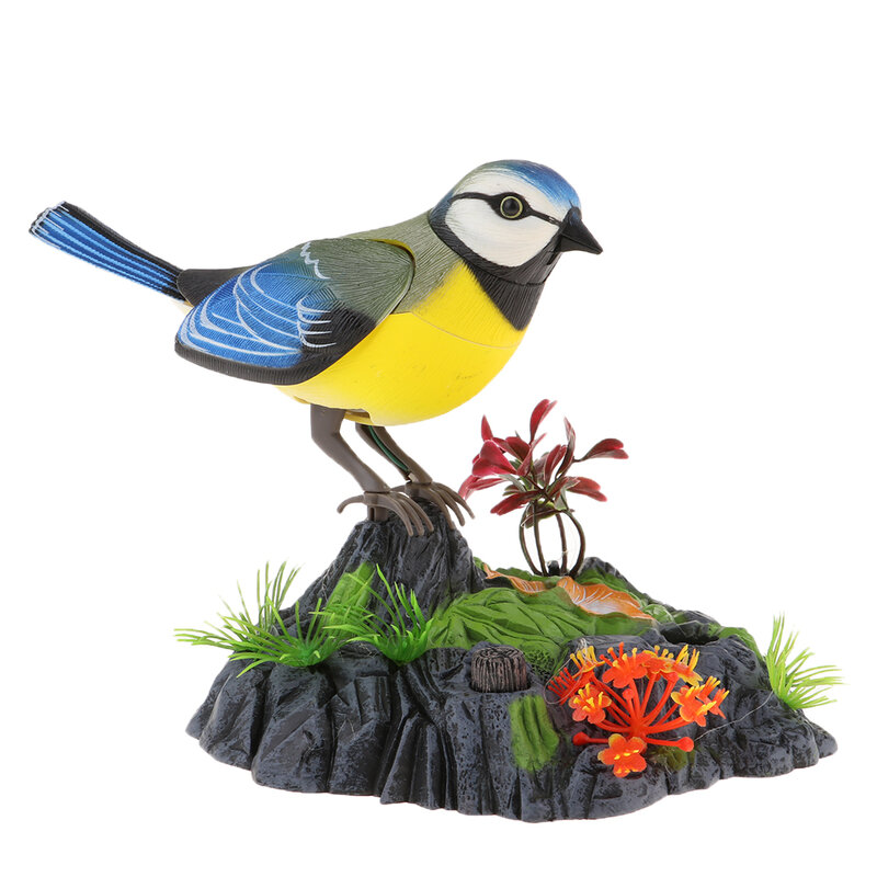 Śpiewający i ćwierkający ptak w pniu realistyczne dźwięki i ruchy aktywowane zasilanie bateryjne ptaki