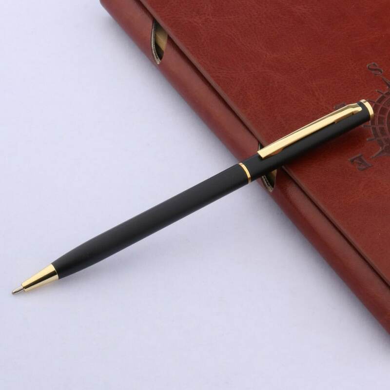 Luxo Qualidade Metal Caneta Esferográfica para Homens, Clássica Golden Signature Pen, Artigos de Escritório, Material de Escritório, Preto Fosco, 006