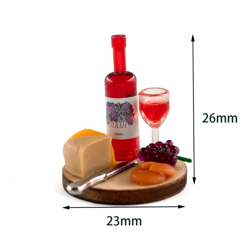 1/12 Dollhouse Miniature อุปกรณ์เสริม Mini เค้กไวน์จานจำลองอาหารเครื่องดื่มของเล่นสำหรับตุ๊กตาตกแต่ง