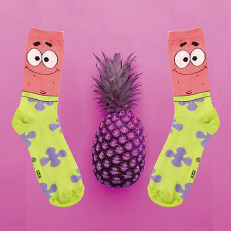 2019 Primavera y novedad de verano desodorante de algodón peinado calcetines para hombres dibujos animados pareja divertido calcetín feliz zapatillas