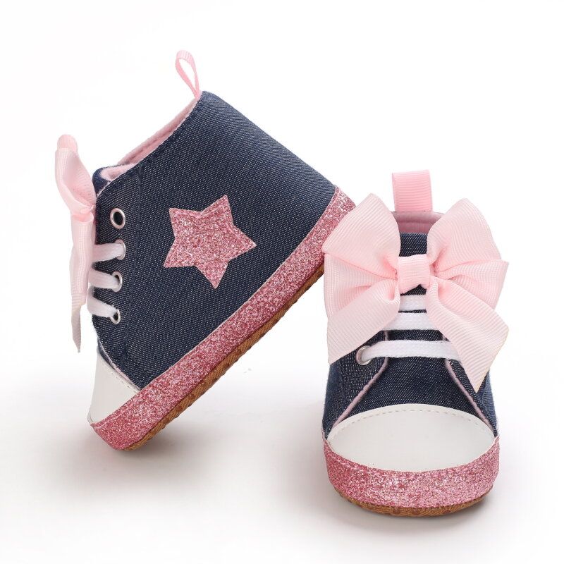 VALEN SINA-zapatos de lona para niña recién nacida, calzado de primeros pasos para bebé, suela suave antideslizante, lazo encantador, informales, 2021
