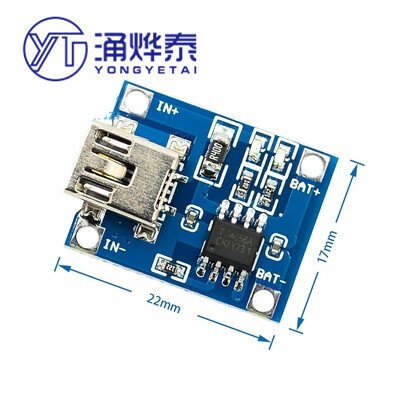 YYT Lithium Battery Charging Board, 18650, 3.7V, 3.6V, 4.2V, 1A, Overshoot e overdischarge Proteção