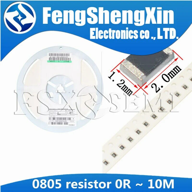 Resistores de 1% 0805 SMD, 0R-10M, 1 W, 8W, 0, 1, 10, 100, 150, 220, 330 ohms, 1K, 2.2K, 10K, 100K, 0R, 1R, 10R, 100R, 150R, 220R, 330R, lote 100 PCes