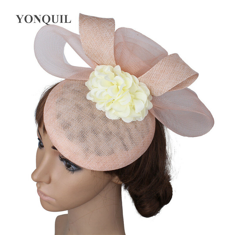 Hochzeit Kopf bedeckung Blume handgemachte Lavendel Imitation Sinamay Fedora Kappe für Fascinator Hut mit Elfenbein Mode Kopf bedeckung Event Hut