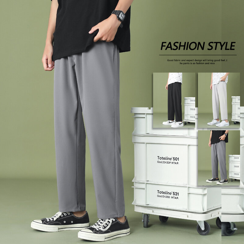 Pantalones de pierna ancha para hombre, ropa de calle informal, ligera, cómoda, para el hogar, talla grande, novedad de 2023