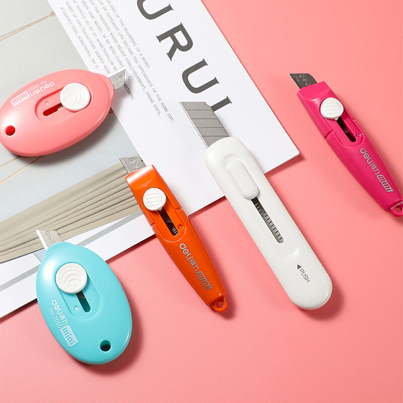 DELI-Mini cuchillo multiusos Kawaii, cuchillo de demolición portátil, cuchillo de desboxeo, abridor de letras de papel de corte, herramientas escolares de oficina