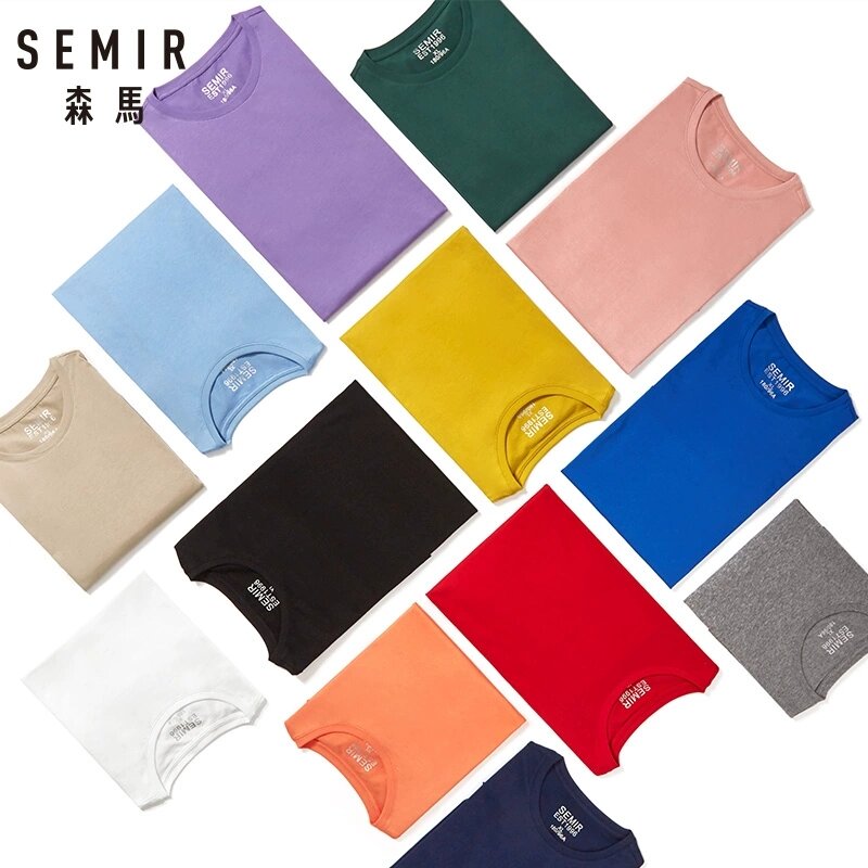 SEMIR summer cotton T shirts men 2023 simple o neck stretch solid new tops clothing casual tshirt man streetwear cool tee shirts