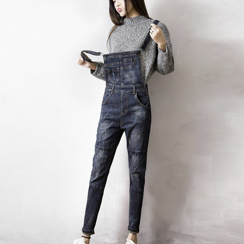 New Arrival Fashion Plus Size Denim Bib Pants Loose Fit Suspenders Jeans Trousers For Women Rompers Overalls Pockets Jumpsuits