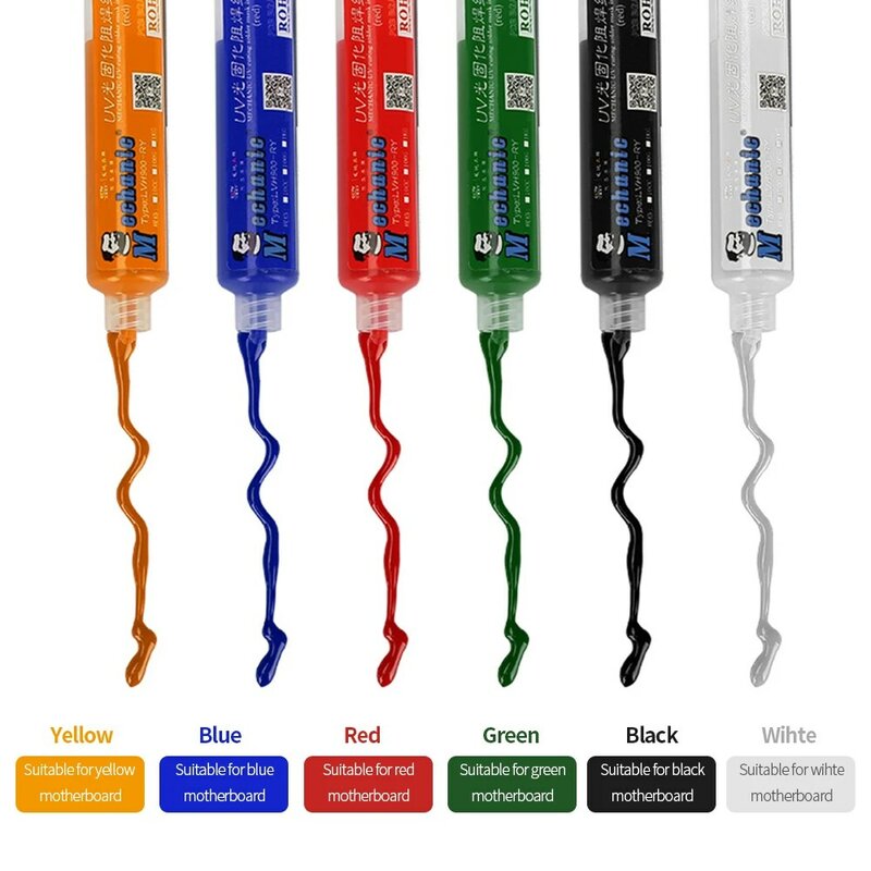 MECHANIC 10cc 6 Colors UV Curing Solder Mask Ink Welding Oil BGA PCB Paint Prevent Corrosive Arcing Soldering Paste Weld Flux