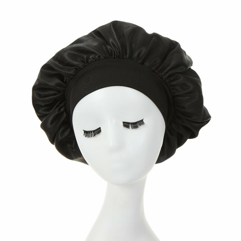 Topi Tidur Polos Satin Wanita Topi Tidur Malam Elastis Tinggi Topi Perawatan Rambut Topi Malam untuk Wanita Pria Topi Uniseks