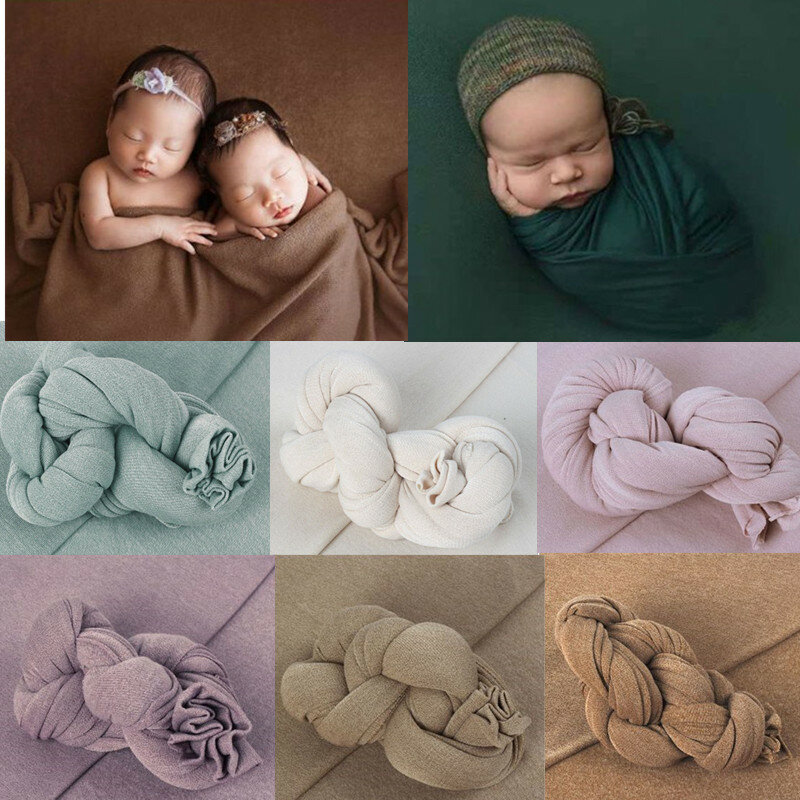 Faixa de algodão para bebê, adereços para fotografia de recém-nascido, cobertor envoltório extensível, embrulho para foto, cenário