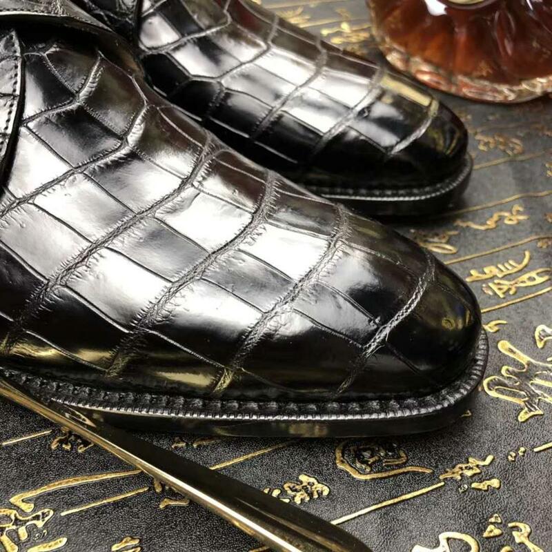 Chue homens crocodilo sapatos de couro de crocodilo sapatos masculinos negócios lazer sapatos de casamento