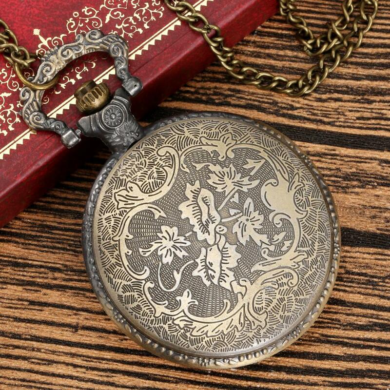 Antique Bronze relógio de bolso com cavalo cavaleiro design, quartzo antigo, vintage herói colar pingente, presentes FOB