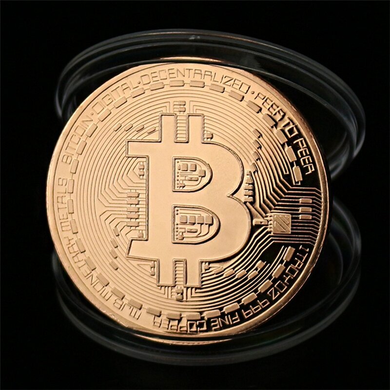 BITCoin Art Collection powlekane złotem fizyczne bitcoiny Bitcoin BTC z futerałem prezent fizyczny Metal antyczne imitacje srebrne monety