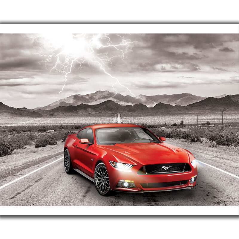 5D алмазная живопись "сделай сам", Красный автомобиль Mustang GT, полная Алмазная вышивка, распродажа картин стразы, холст, настенное искусство, Де...