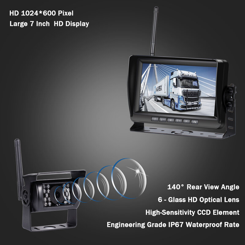 Schermo per monitor per auto wireless da 7 pollici monitor per veicoli inversi schermo per telecamera di retromarcia per monitor per auto per camion auto RV