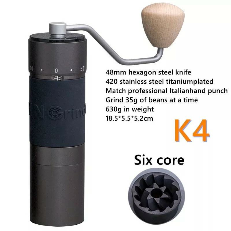 Kingrinder K4 /K6 Handkoffiemolen Draagbare Molen 420 Rvs 48Mm Rvs Titanium Plating Braam