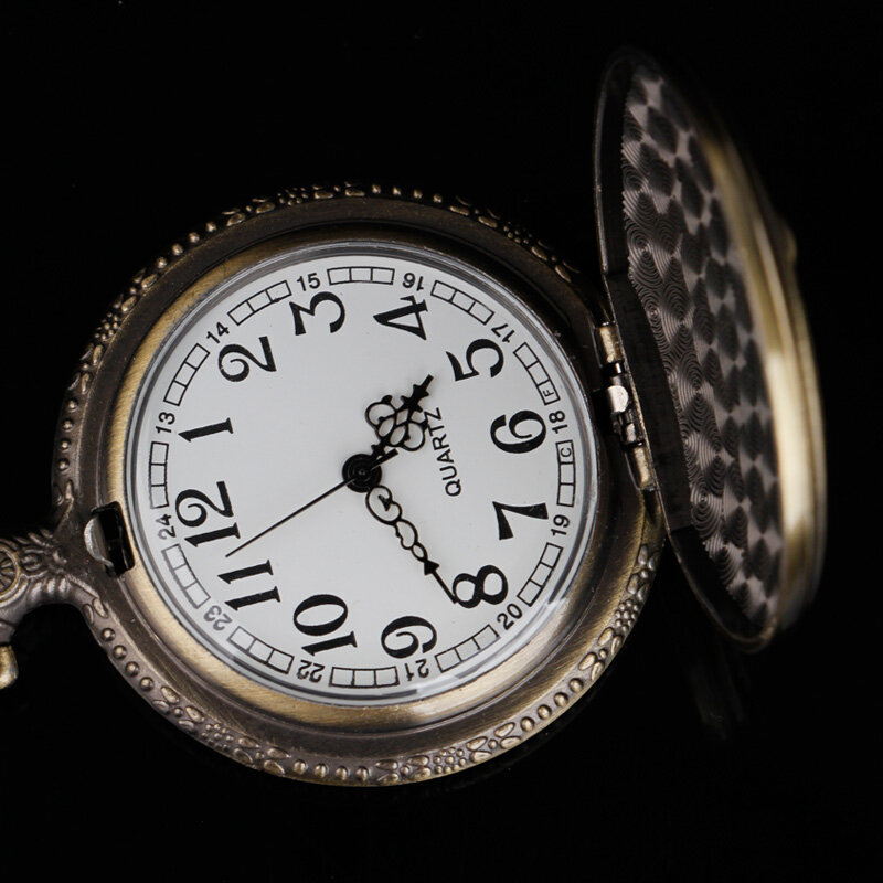 Stary pociąg typu Flip kwarcowy zegarek kieszonkowy biała tarcza mężczyzn i kobiet naszyjnik wisiorek prezent