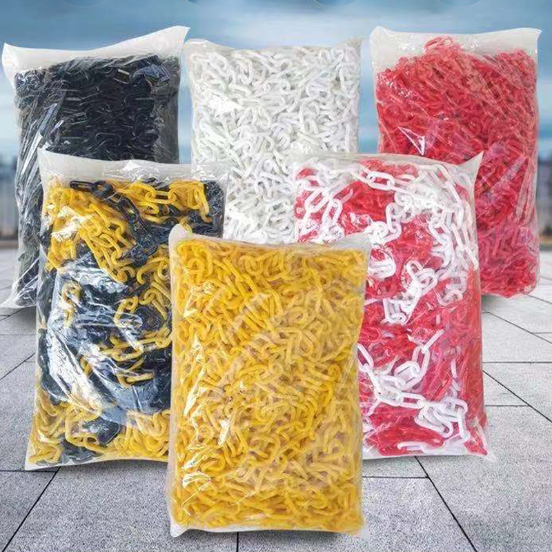 25M Thickness 8MM Traffic Plastic Chain Warning Chain Road Cone Chain Isolation Protection Chain Buckle Cordon