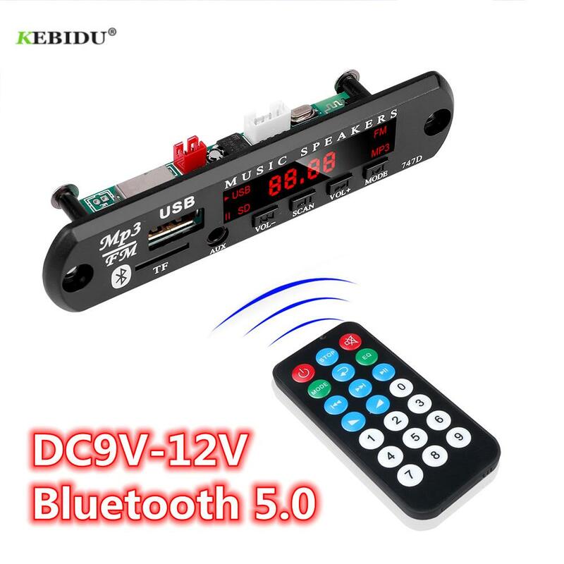 Kebidu 9v 12v mp3 wma decodificador placa módulo de áudio usb tf rádio bluetooth5.0 música sem fio carro mp3 player com controle remoto