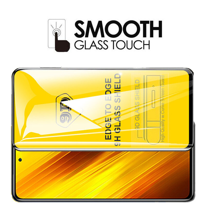 Untuk POCO X3 2PCS 9D Melengkung Tempered Glass untuk Xiaomi POCO X3 NFC F1 F2 PRO Redmi Note 9 PRO MAX 7 8 Penutup Penuh Pelindung Layar