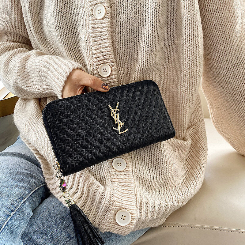 2021 Fashion Zipper portafoglio lungo da donna Lingge Card Bag cambio tasca per cellulare