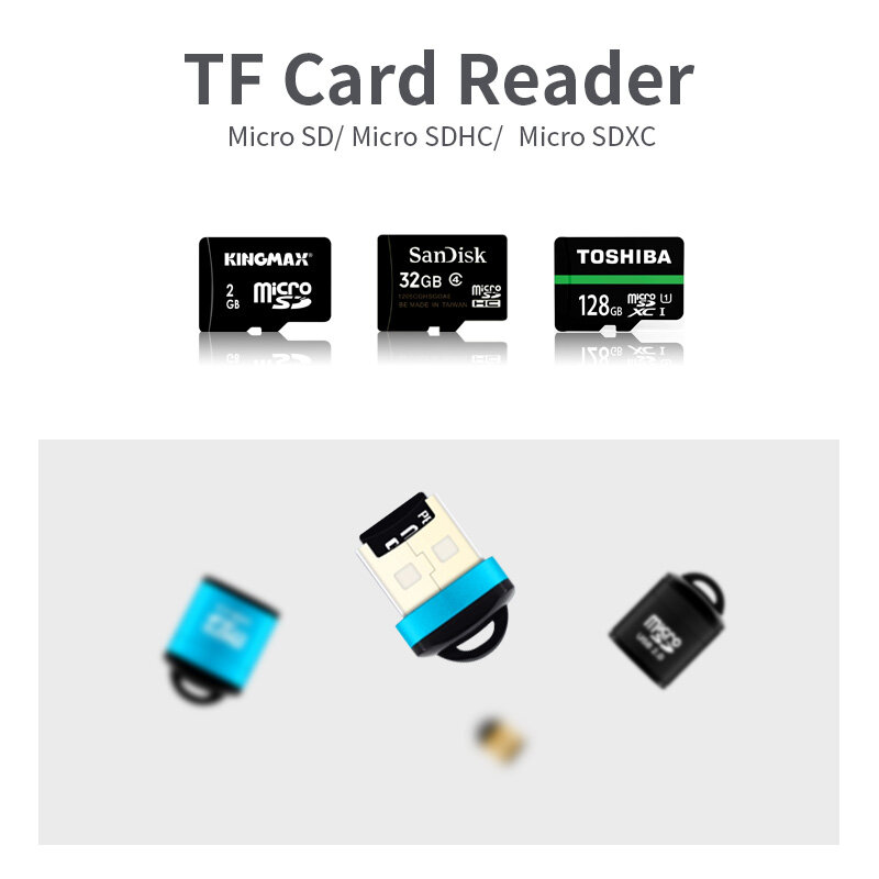 Mini lecteur de carte USB 2.0 haute vitesse TF Micro SD adaptateur de carte mémoire pour ordinateur de bureau, ordinateur portable, ordinateurs portables, accessoires de téléphone