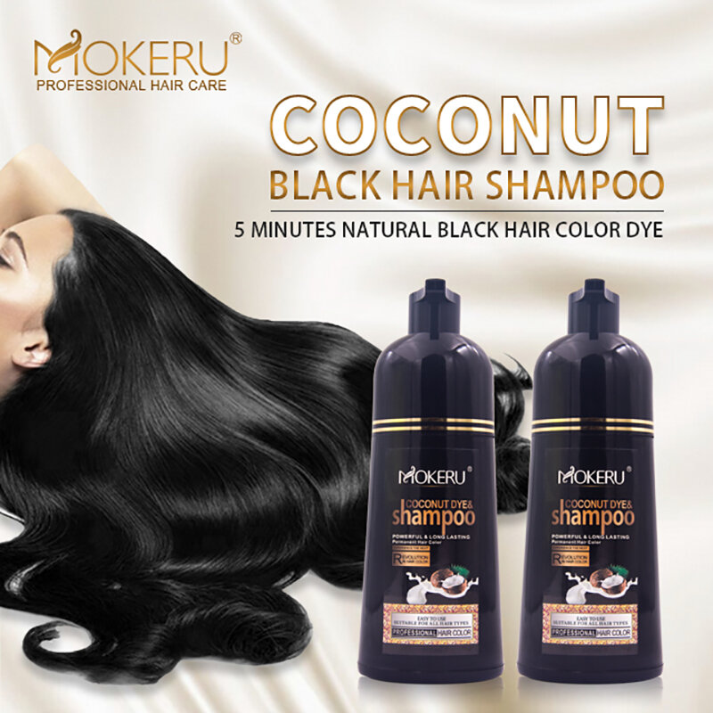 Mokeru الطبيعية تلوين طويل الأمد زيت جوز الهند الوان صبغ الشعر سريع دائم براون شامبو للشعر الجاف للرجال النساء