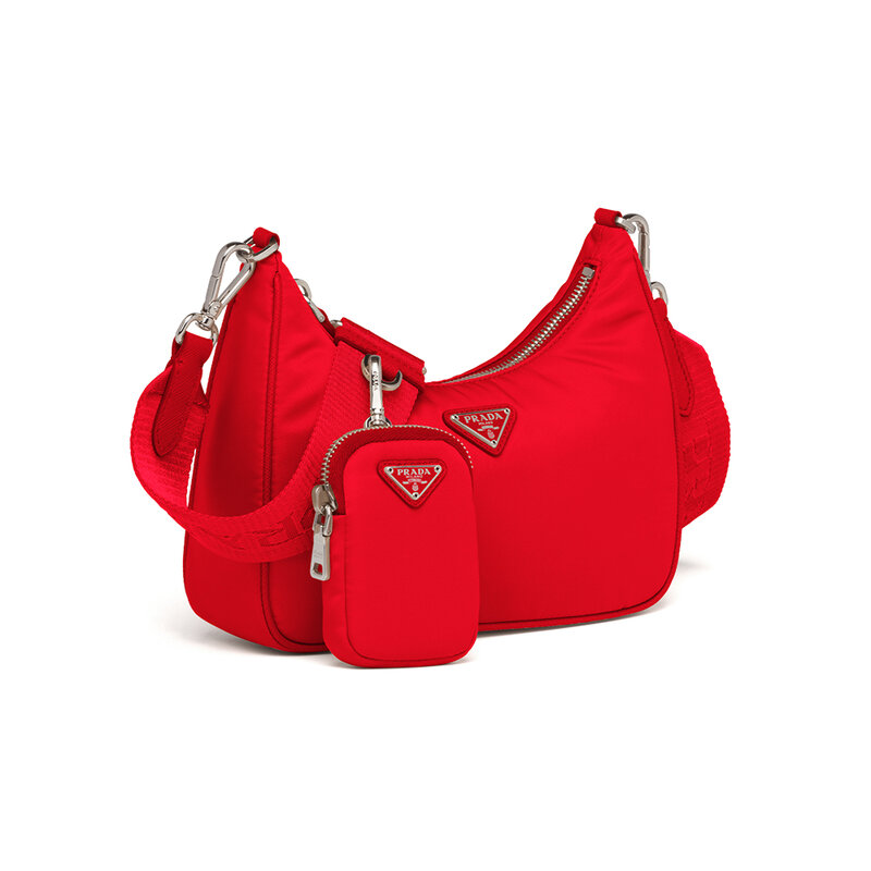 PRADA Re-édition 2005 sac à bandoulière en Nylon réglable chaîne sangle en cuir sac à main pour les femmes 1BH204