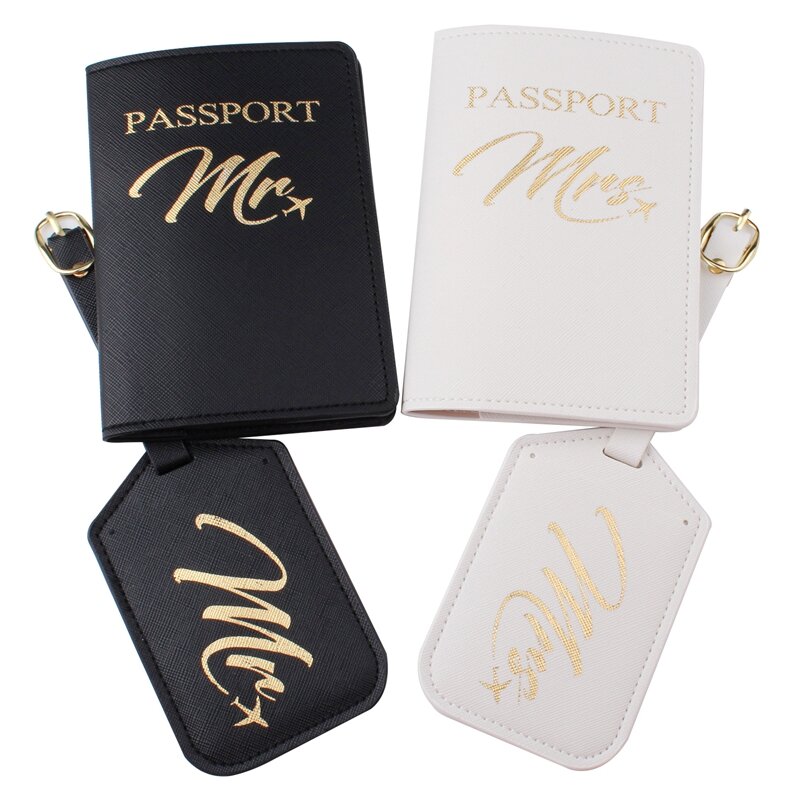 4PCS/Set Couples Map Passport Cover Luggage Tag Passport Case Hanging Tag Passport Holder Suitcase Tag With Name ID Cards