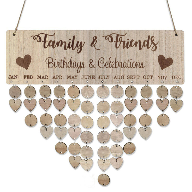 DIY familias amigos celebración de cumpleaños calendario recordatorio planificador tablero decoración hermoso adorno para el hogar 40cm x 12cm