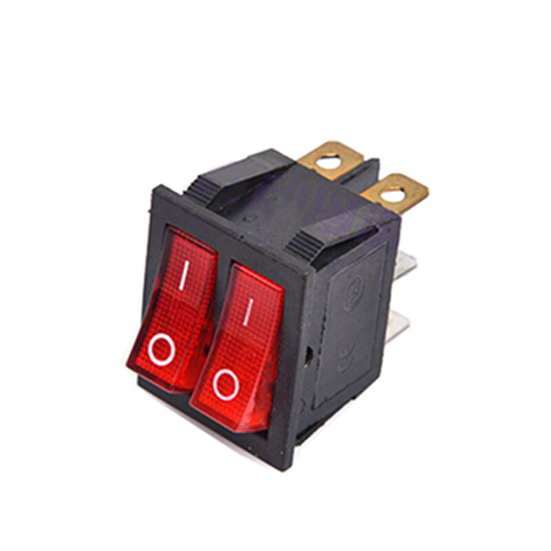 Round Rocker Toggle Switch Cap with LED Plastic Push Button, Red, Black, 2Pin, 6A 250V, 10A, 125VAC