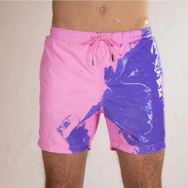 Letnie męskie kąpielówki wrażliwe na temperaturę zmieniające kolor spodnie plażowe kąpielówki zmieniające kolor stroje kąpielowe