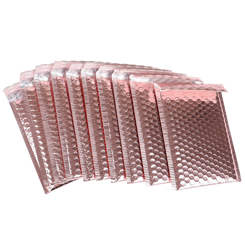 Sobres de espuma de oro rosa con autosellado, sobres de envío acolchados con bolsa de correo, 15x20 + 4cm, 1/10 unidades
