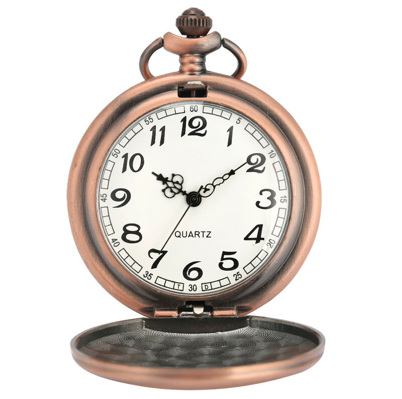 Кварцевые карманные брелок часы гладкое розовое Медь Ретро Современный Стильный винтажный кулон с цепочкой для мужчин и женщин, подарки на день рождения часы