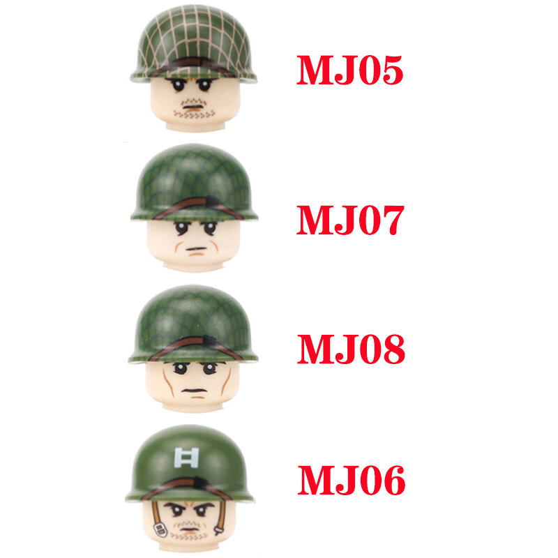 Wojskowy US Marine Corps hełm broń klocki WW2 armia Navy Squad figurki żołnierzy dwa kolorowe pistolety Mini Model cegły zabawki