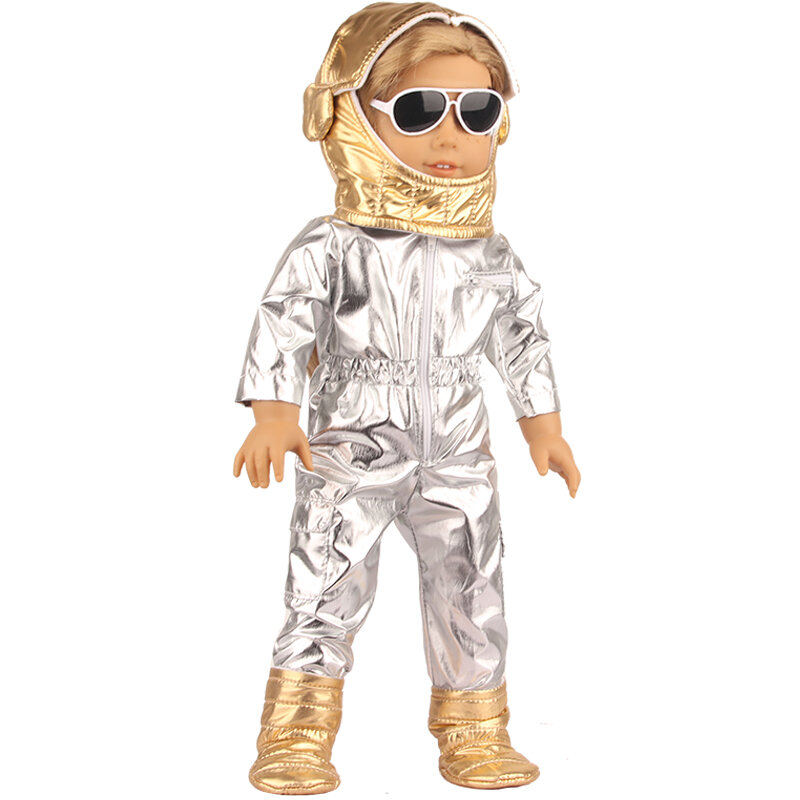 Boneca roupas + sapatos chapéu 18 Polegada americano boneca spacesuit moda roupas aviação terno para 43cm recém nascido bebe reborn & og menina boneca
