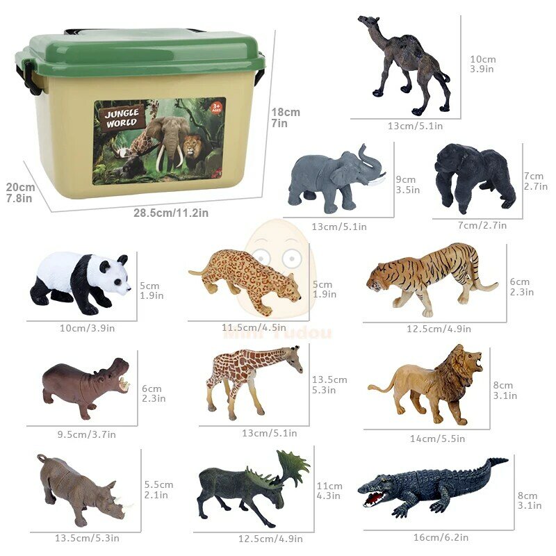 Modèles d'animaux de la jungle pour enfants, polymères de jeu, Krasnodiscuting, tigre, girafe, grill de collection, carte, ensemble de figurines, jouet de simulation, cadeau pour enfants