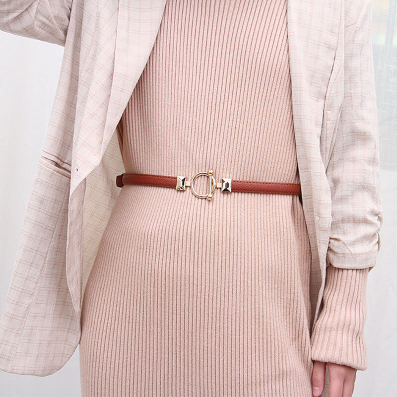 조절 가능한 허리 스트랩 바지 가죽 얇은 벨트 금속 간단한 후크 버클, 드레스 브랜드 디자이너 장식 허리띠 여성 의류