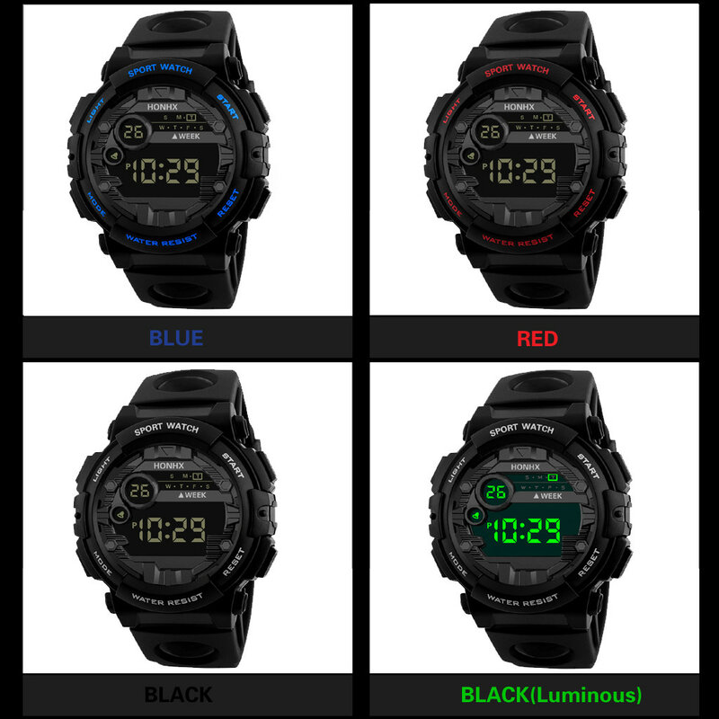 Honhx 패션 남자 Led 디지털 시계, 방수 날짜, 군사 스포츠 고무 쿼츠 시계, 알람 스포츠 디지털 시계, Reloj Hombre
