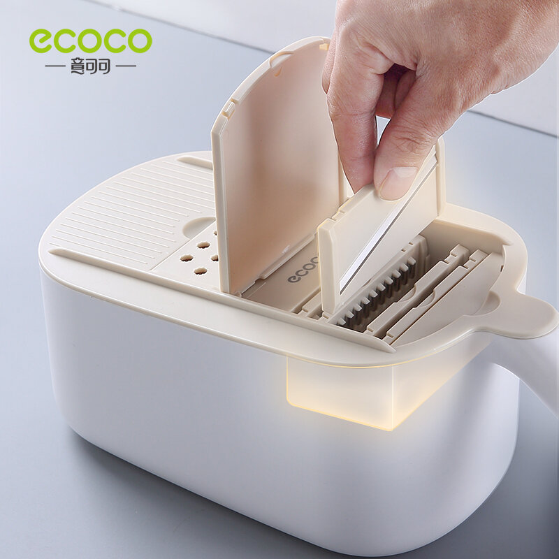 ECOCO ชุดเก็บ Multifunctional ผักเครื่องมือครัว Slicer คู่มือเครื่องตัดผัก Professional เครื่องขูดใบมีดปรับได้