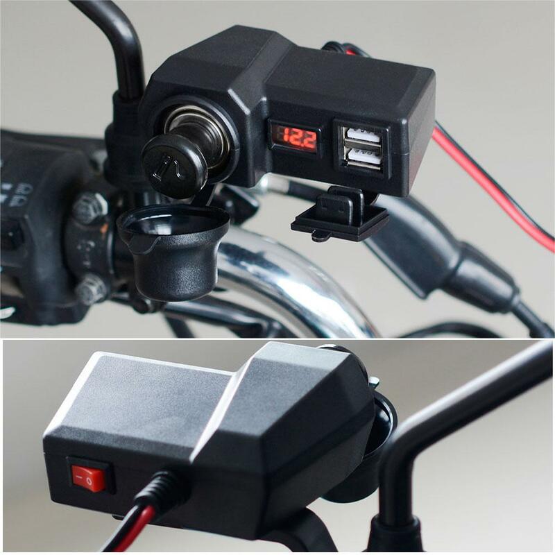 Pengisi Daya Ponsel Sepeda Motor 10-24V Port USB Ganda 3, 4A Pemantik Rokok Adaptor Tahan Air Catu Daya Multifungsi