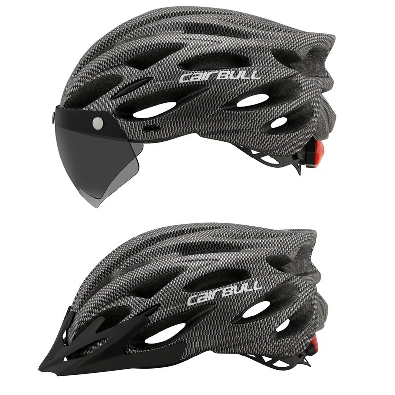 2023 cairbull ultraleve ciclismo capacete com viseira removível óculos de proteção da bicicleta lanterna traseira intergrally-moldado mountain road mtb capacetes