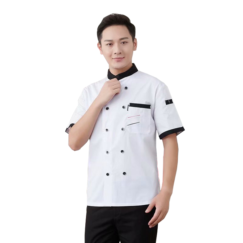 1 pçs logotipo personalizado chef jaqueta catering restaurante chef jaquetas de manga curta unisex camisa design gratuito tamanho M-4XL