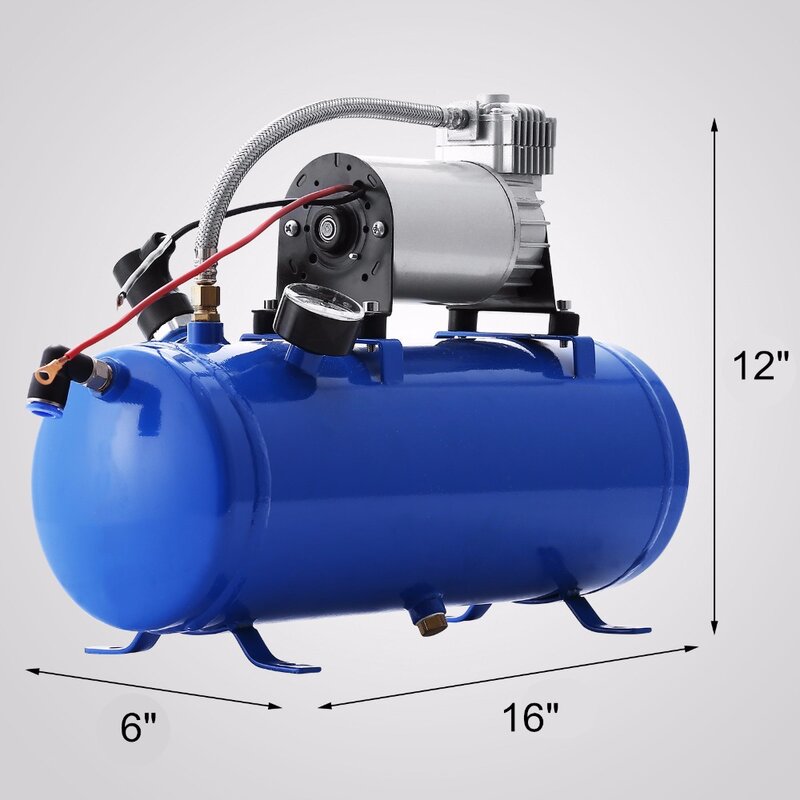 Compressor de ar da c.c. 12v de 150 libras por polegada quadrada com tanque de 6 litros para os pneus do motorhome dos chifres do trem