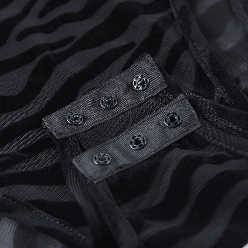 BKLD – Body en maille transparente à rayures noires pour femme, haut à manches longues, moulant, Sexy, transparent, Club, nouvelle collection automne 2019