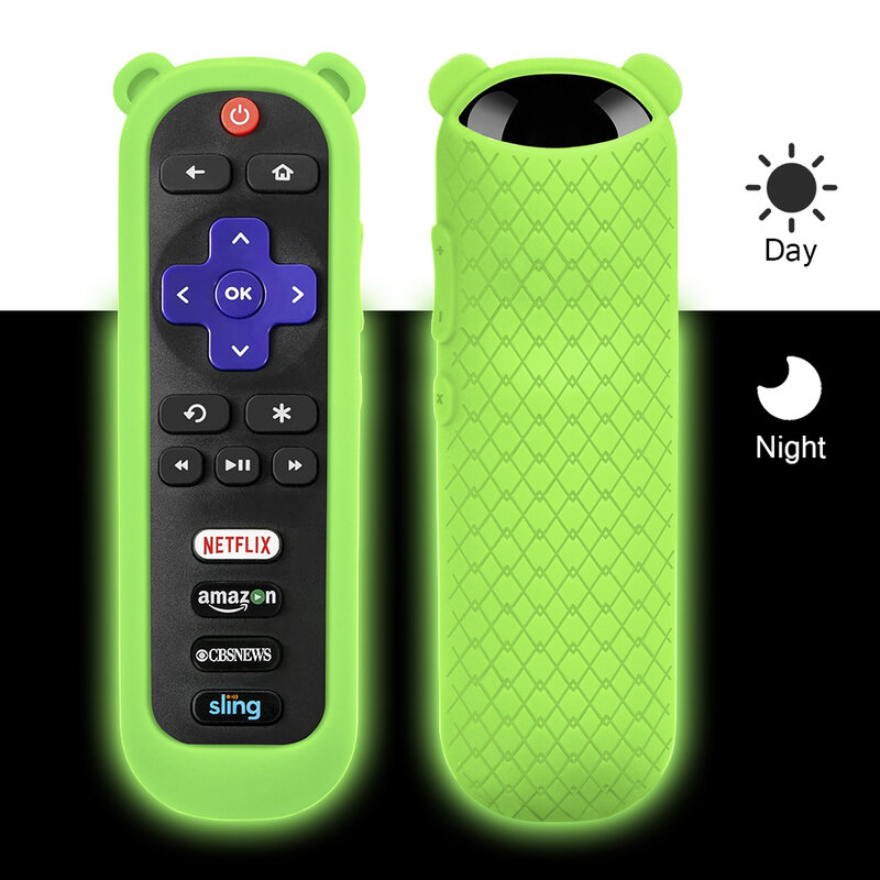 Protective case for TCL Roku TV steaming remote stick 3600R Silicone cover with Panda Ears Shockproof Remote Controller Skin